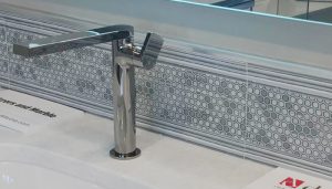 Faucet and decorative tile backsplash