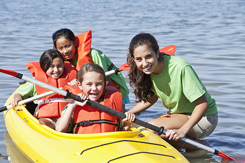 Children kayaking
