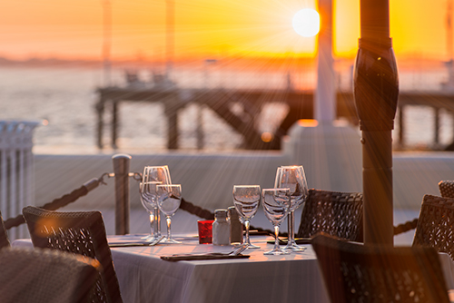 Set table with setting sun