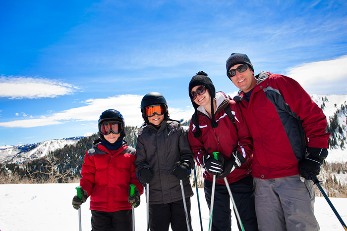 Family skiing together in Salt Lake City, Utah