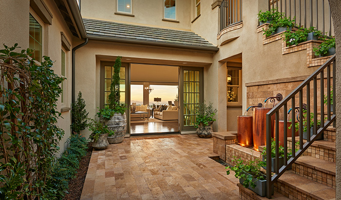 Courtyard of two-story home 