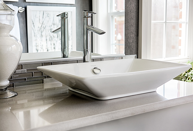 White Kinsey vessel sink 