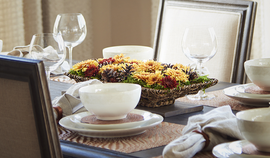 Thanksgiving tablescape with floral centerpiece