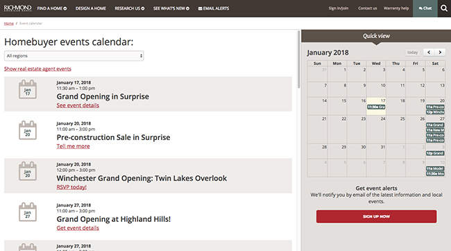 Homebuyer events calendar list of events and January 2018 calendar