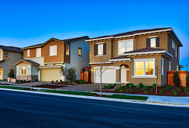 Streetscape with two-story homes