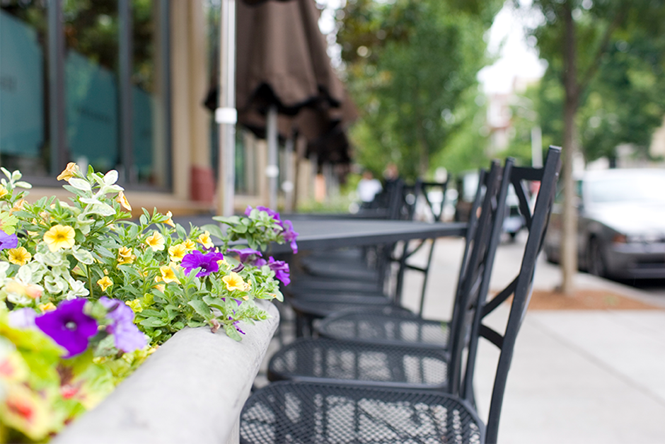 Seating outside a cafe