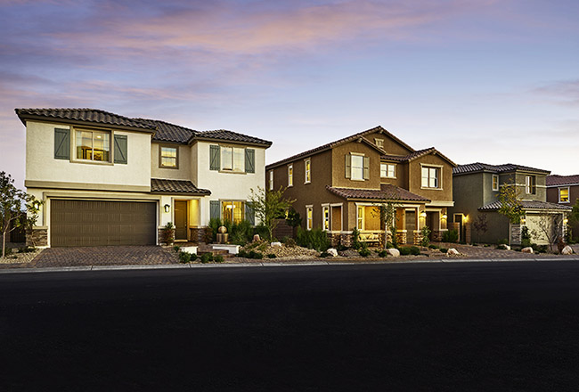 Streetscape with two-story homes