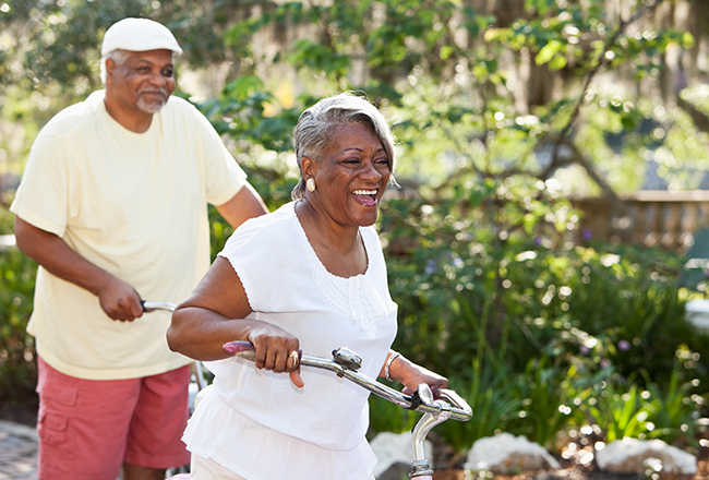 Senior couple with bicycle