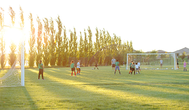 Children playing soccer