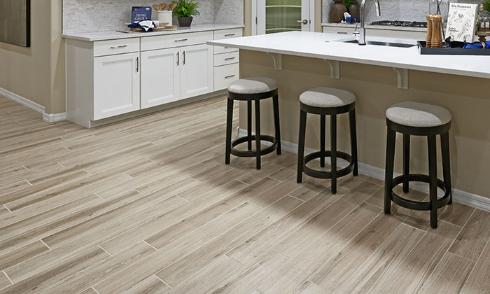 Wood tile in kitchen