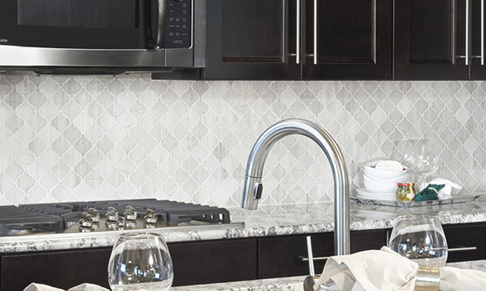 Baroque tile backsplash