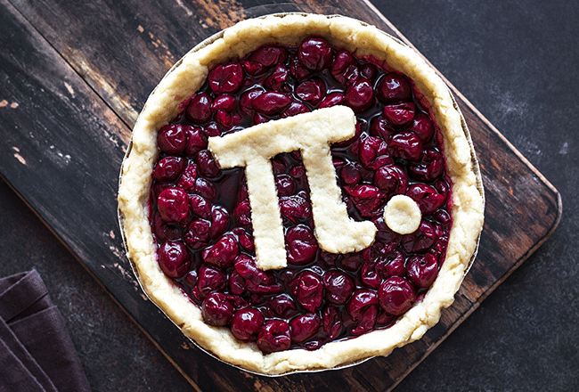 Cherry pie with pi symbol in center