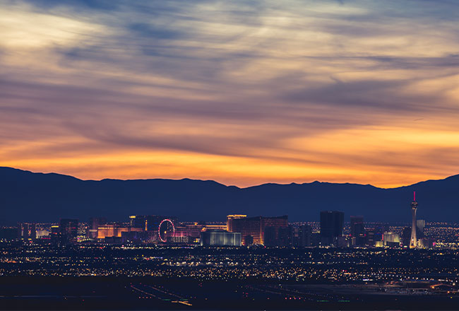 Aerial view of North Las Vegas at sunset