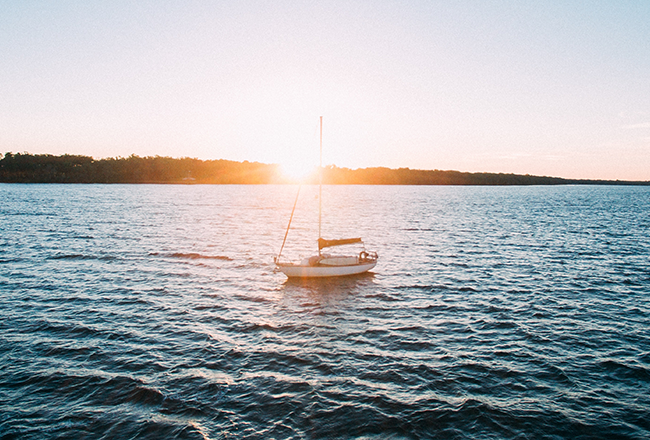 Boat surrounded by water