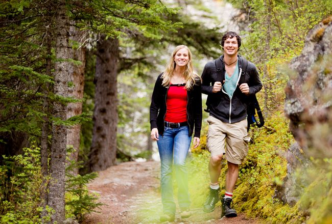 Couple hiking on trail