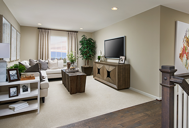 Loft with sofas and a television