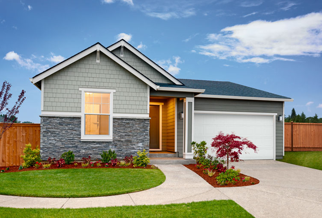 Front of a ranch-style home with a covered entry