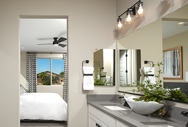 Black fixtures in an owner's bath