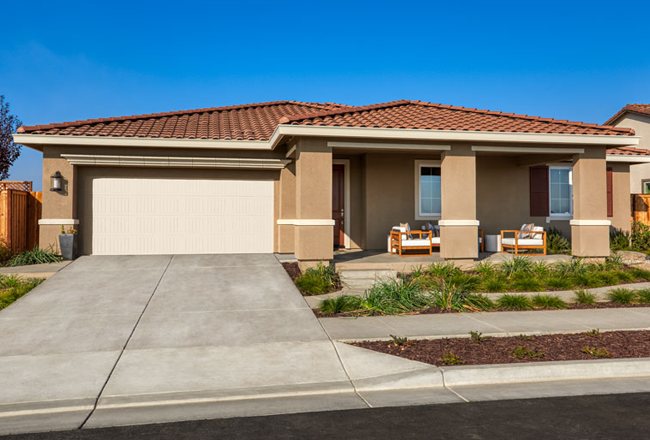 Front of a ranch-style home with a covered porch