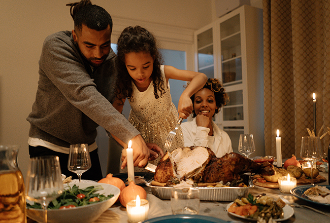 Family celebrating Thanksgiving