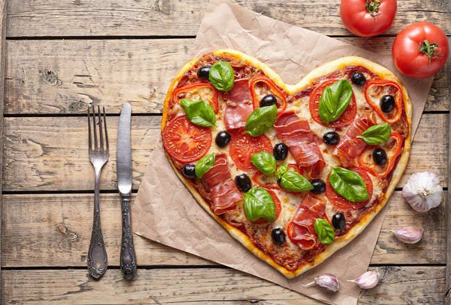 Heart-shaped pizza