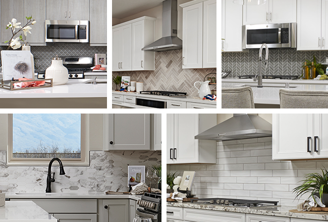 Collage of different types of tile backsplashes