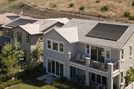 Exterior of a home with solar panels