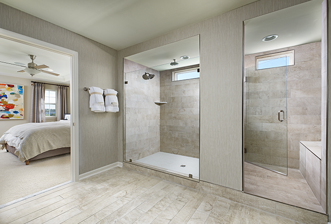 Image of bathroom with frameless glass shower doors