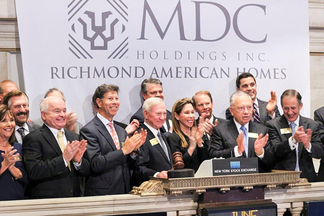 MDC Holdings rings the closing bell at the New York Stock Exchange to celebrate its 30th anniversary in 2014.