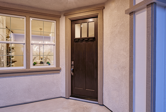 2-panel Craftsman Shaker stained front door design