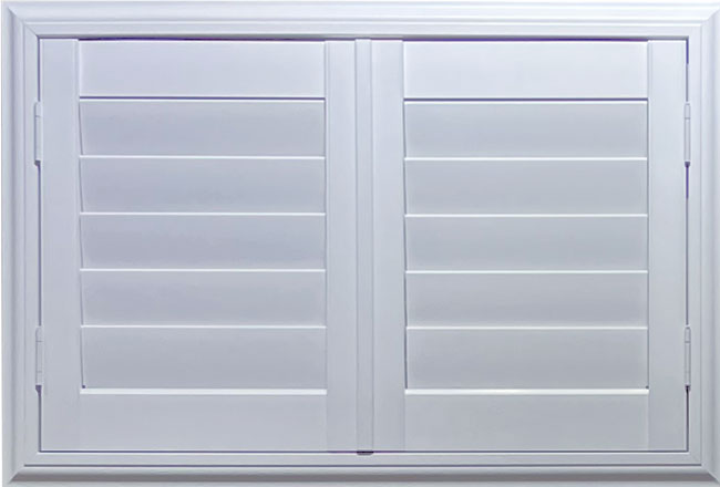 White shutters window coverings