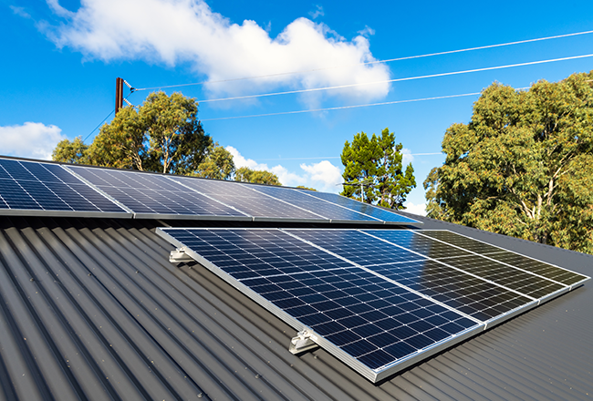 solar panels on the roof of a Richmond American home