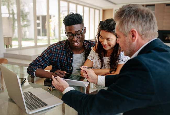 Couple meeting with loan officer