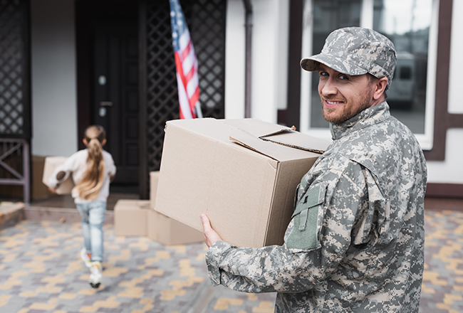 Family moving into their military housing