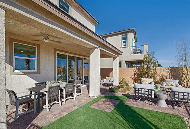 Abundant seating under an attached covered patio