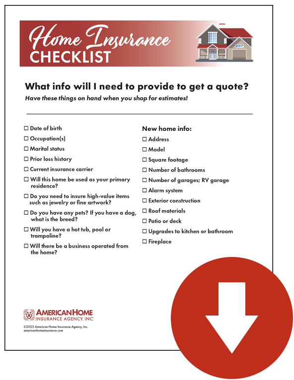 Flyer of a home insurance checklist