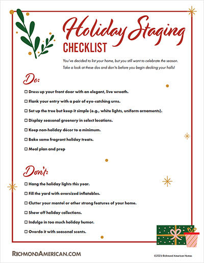 Holiday Staging checklist