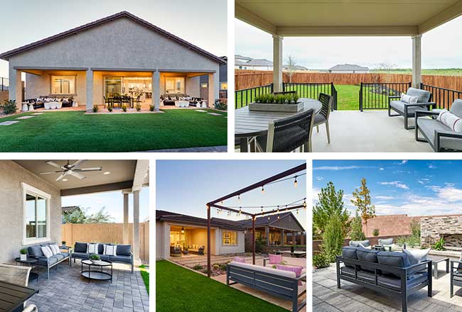 Collage of covered patios