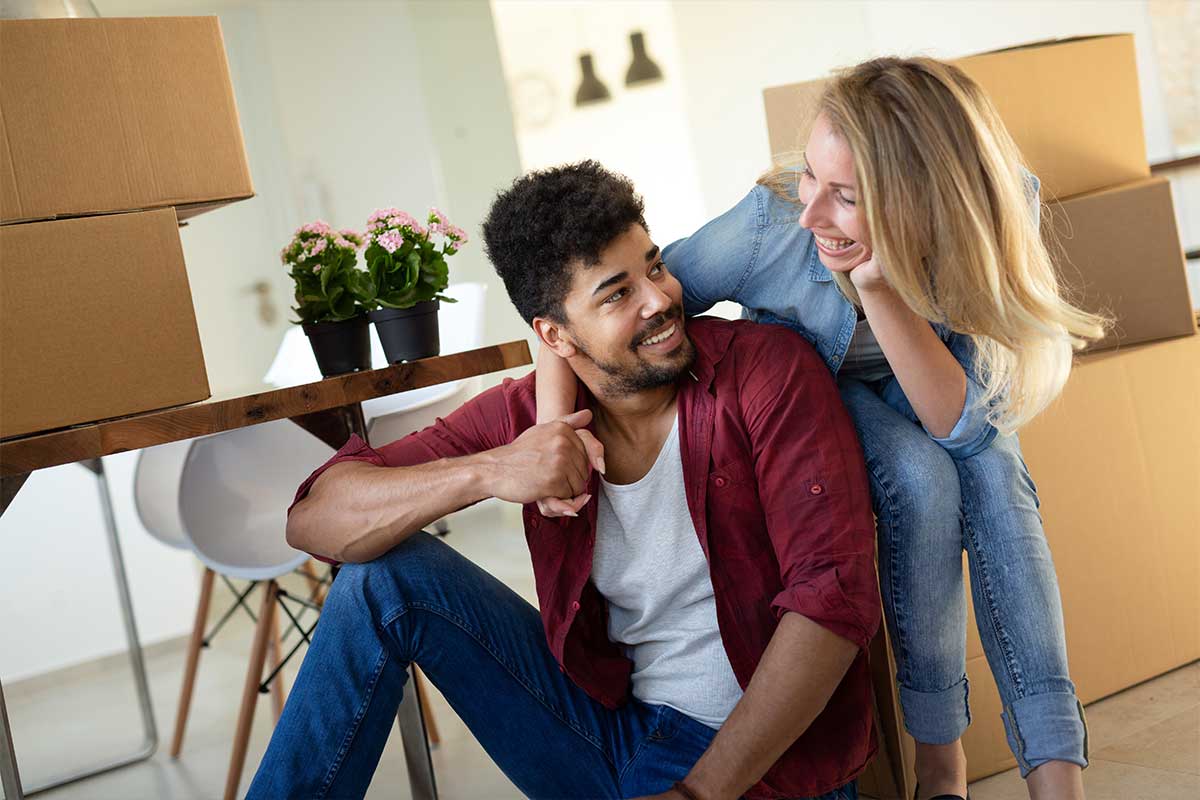 young couple preparing to move