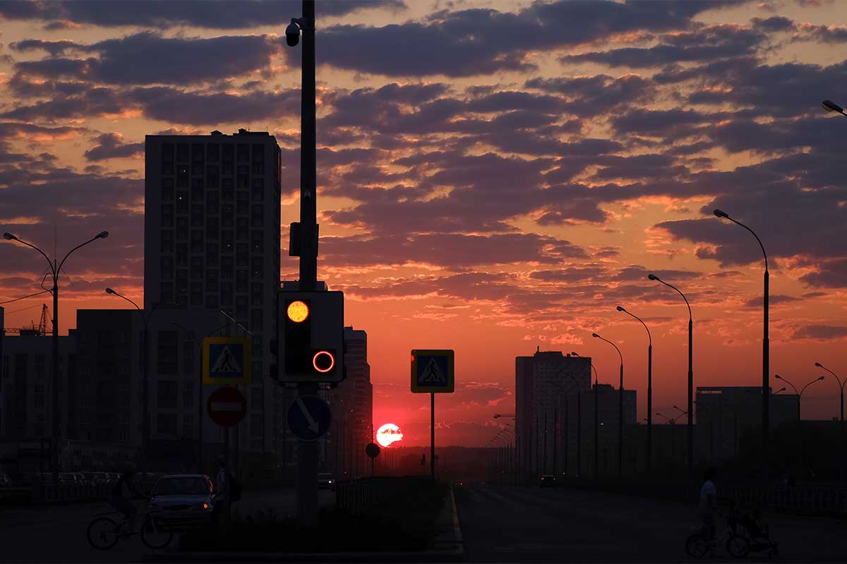 city at sunrise