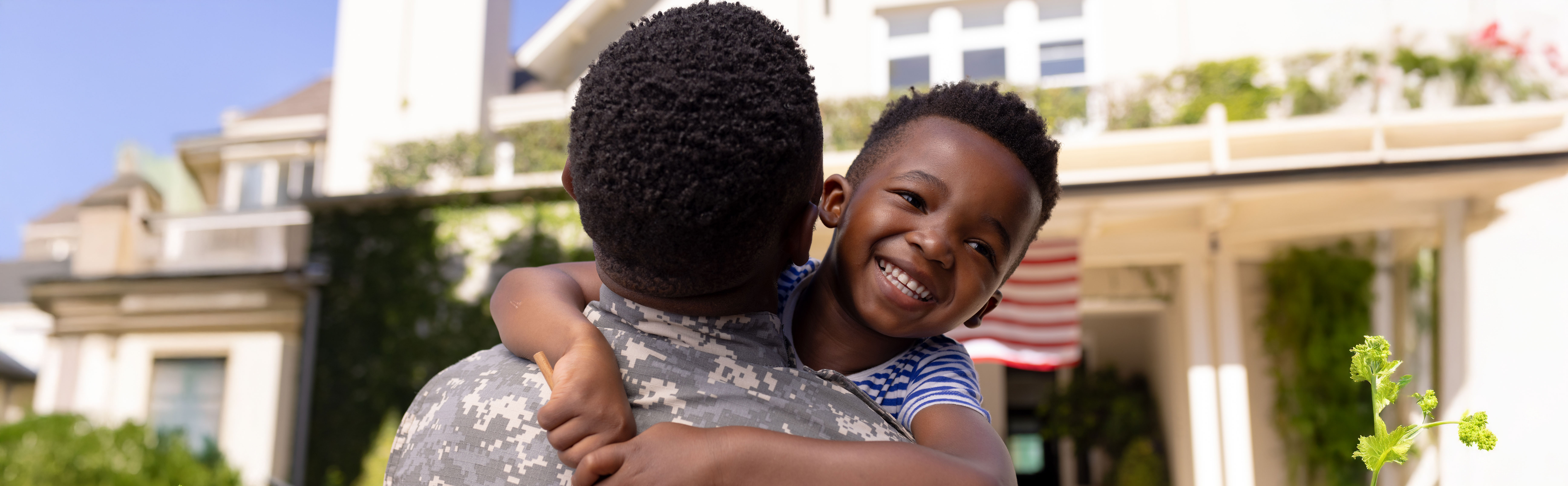 Military father and his young son