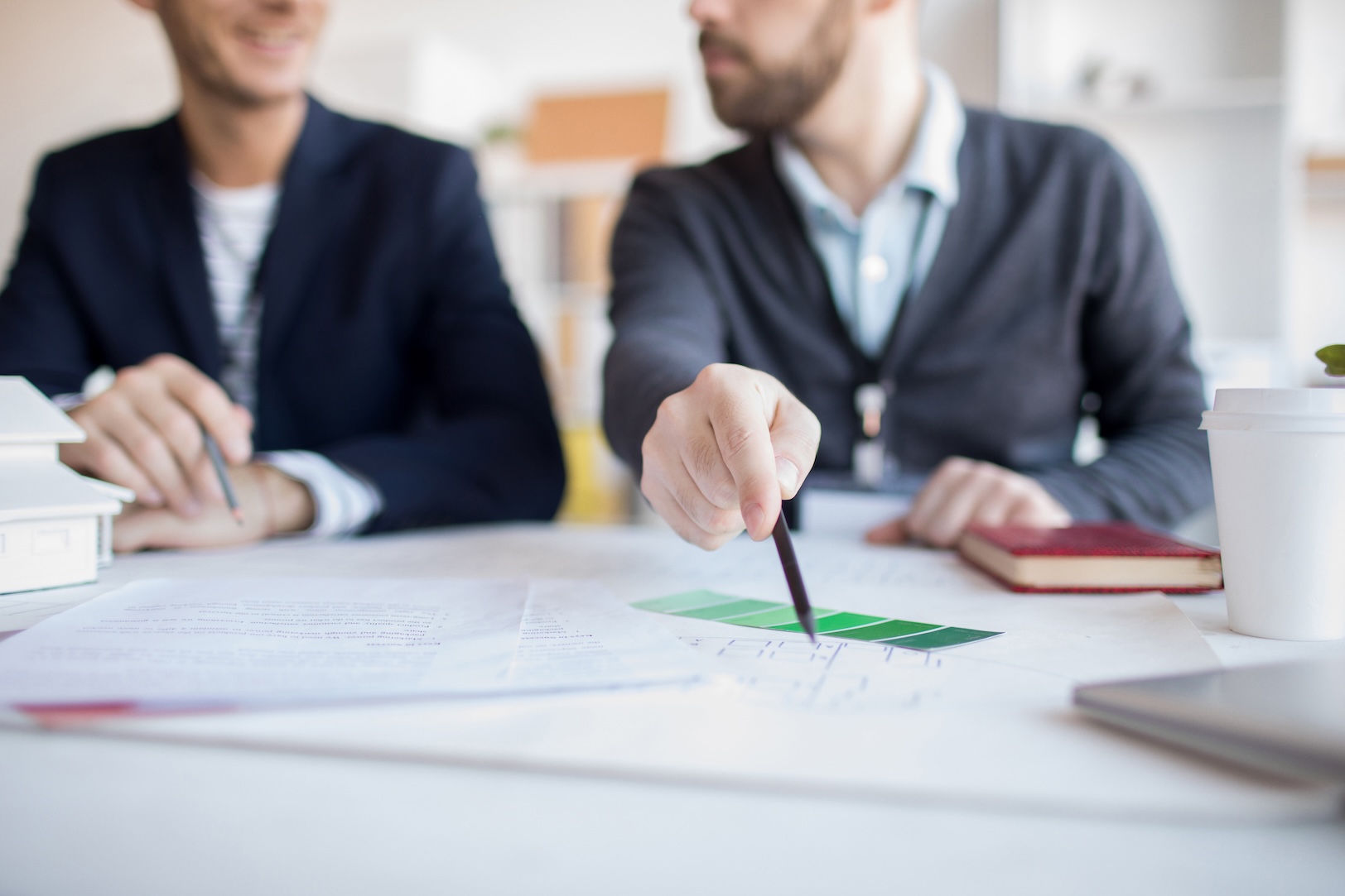 Two people looking over a loan application