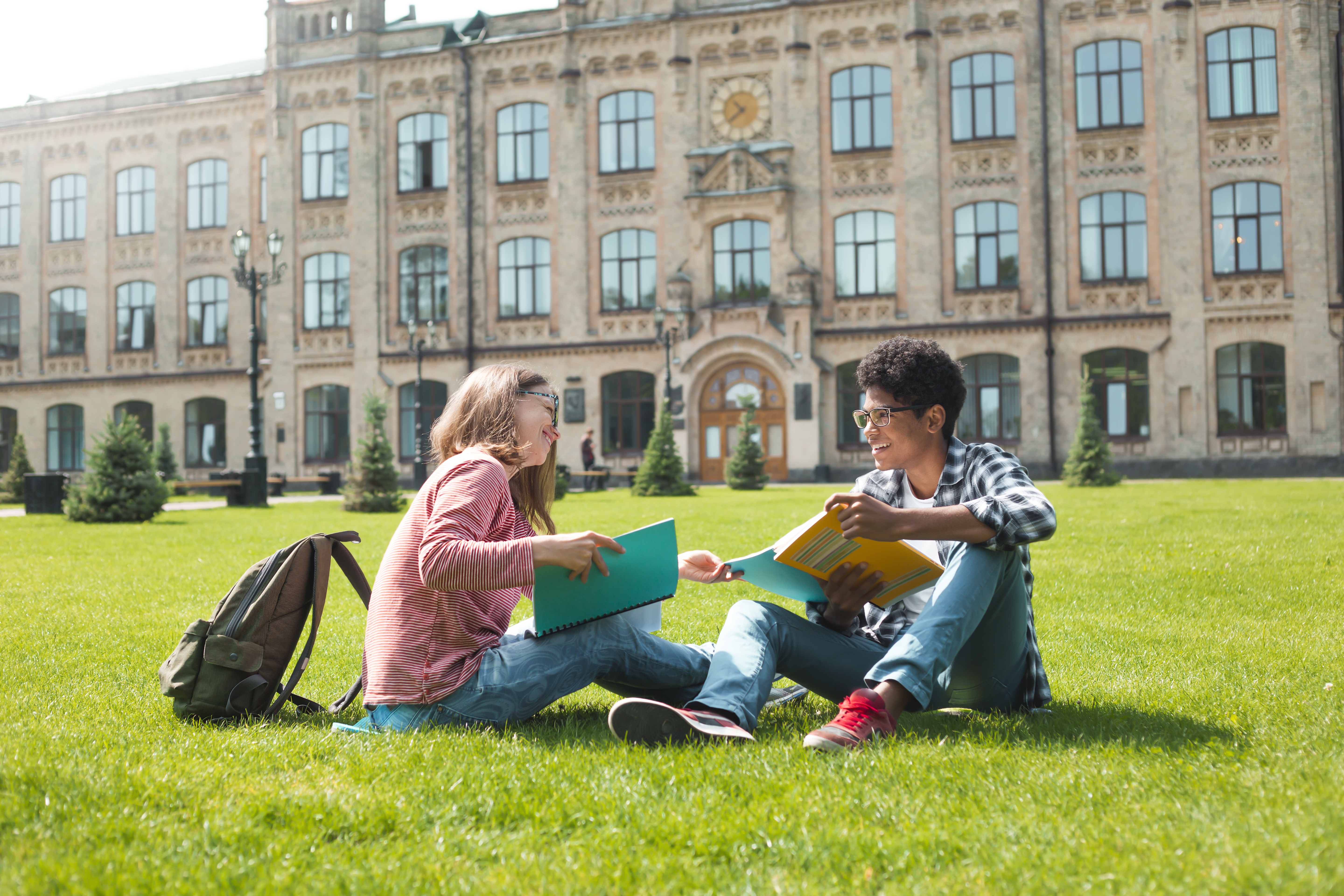 college students on a lawn