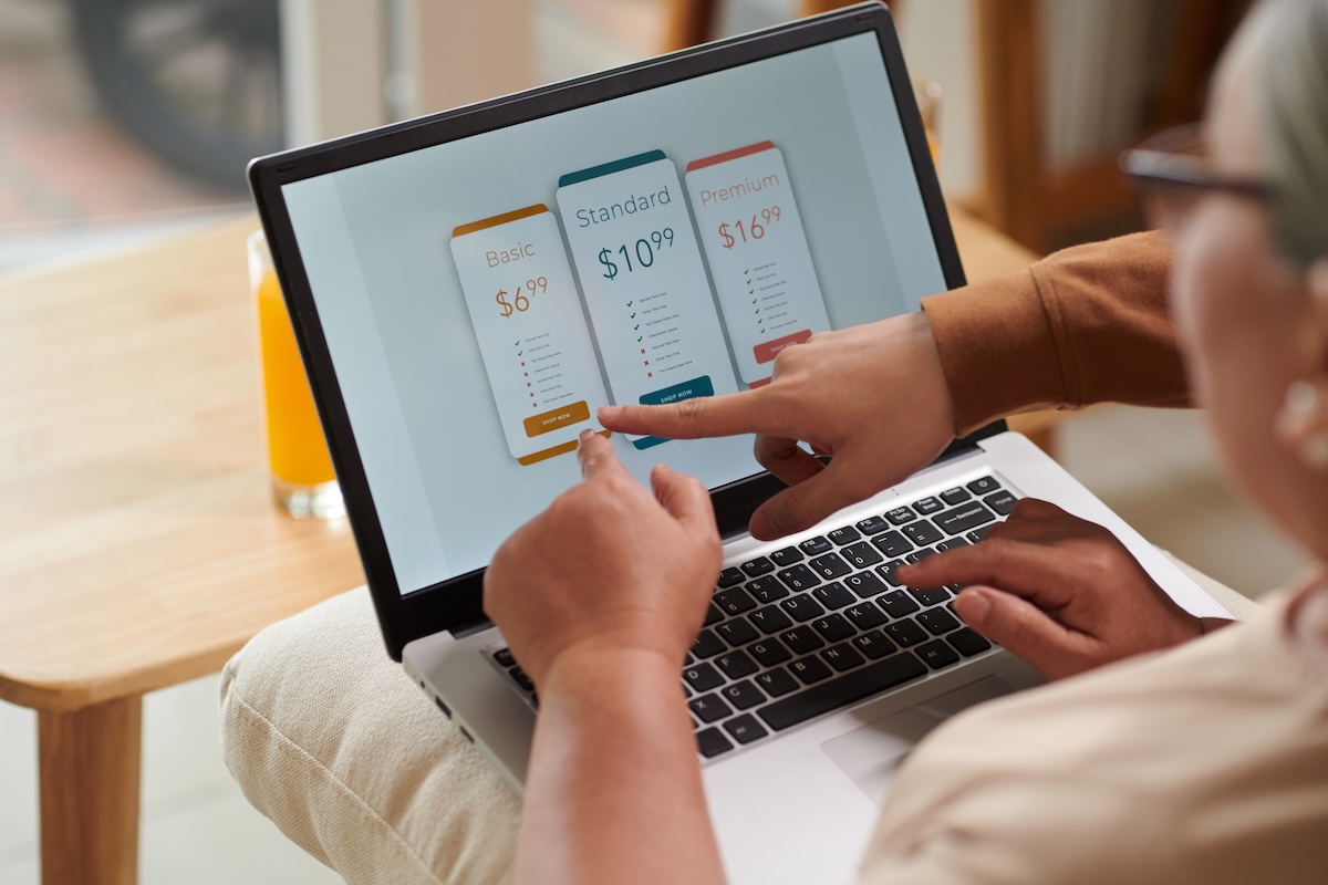 Couple using computer