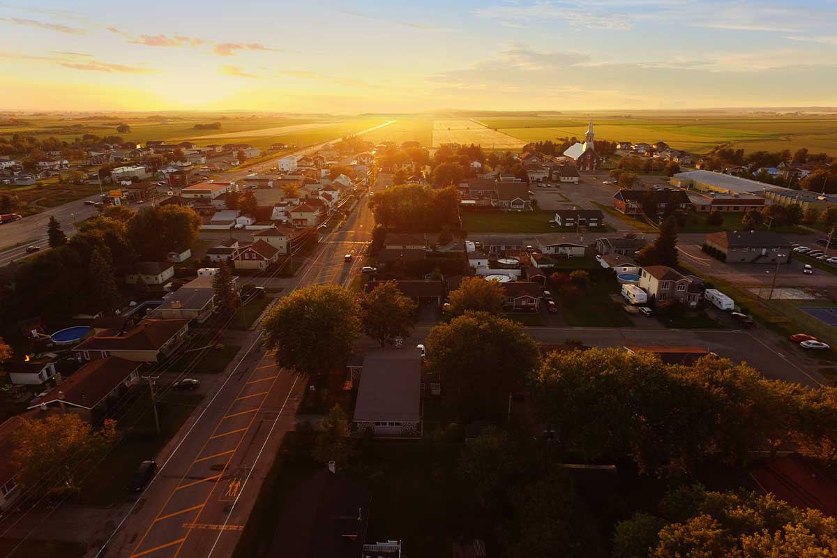 Aerial view of a town