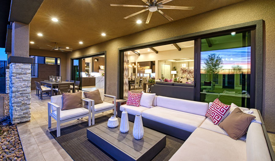 Covered patio of a home at one of Richmond American's luxury communities
