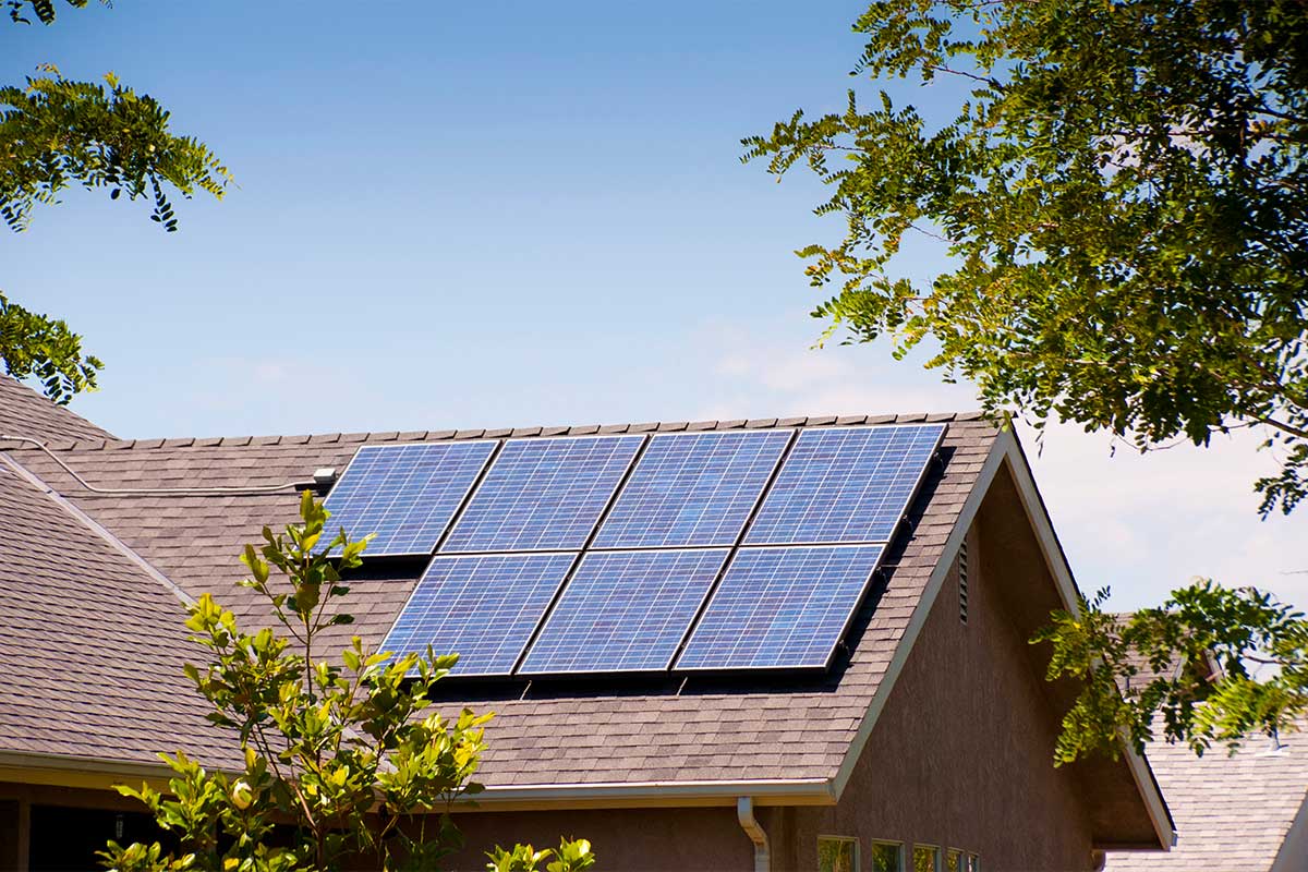 Solar panels on a residential home's roof