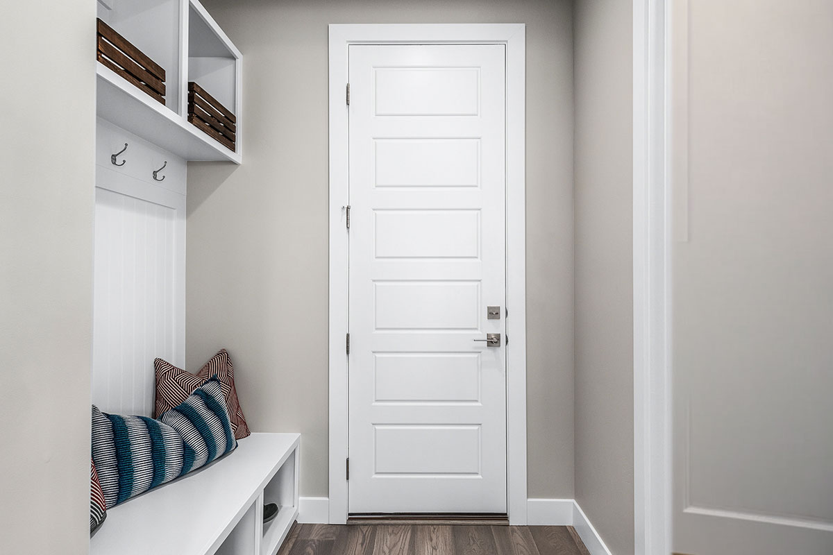 A drop zone offering unique mudroom ideas