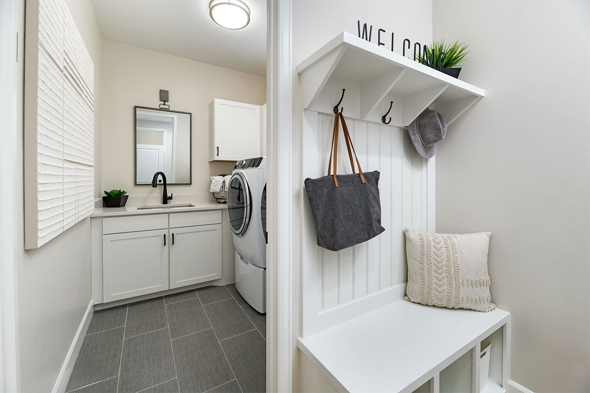 A drop zone offering unique mudroom ideas