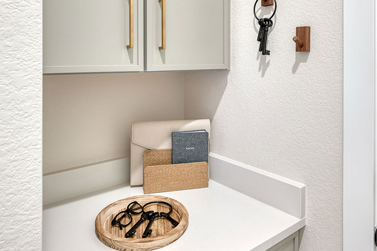 A drop zone offering unique mudroom ideas